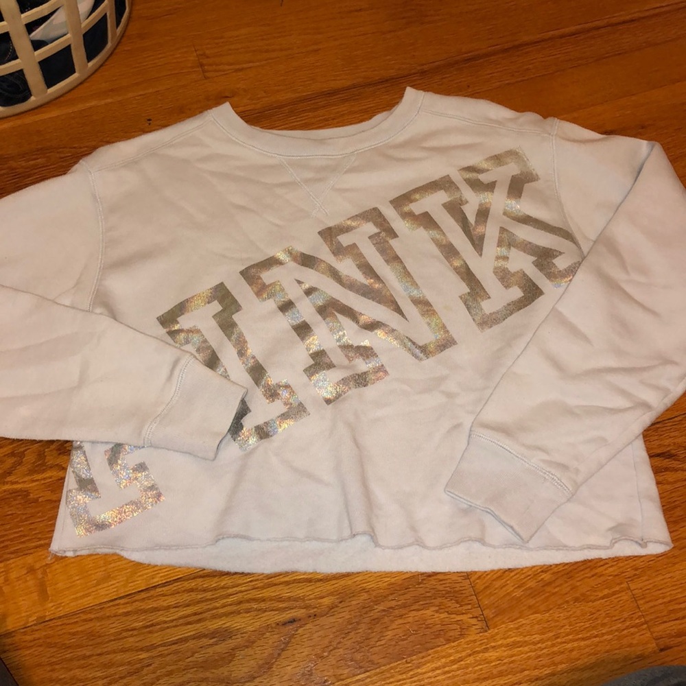 Vs pink fleece lined crop top